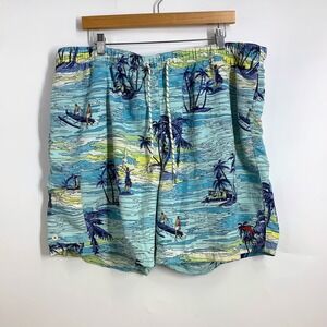 Tommy Bahama Men's Palm Tree Tropical Vacation Drawstring Swim‎ Trunks Size XXL
